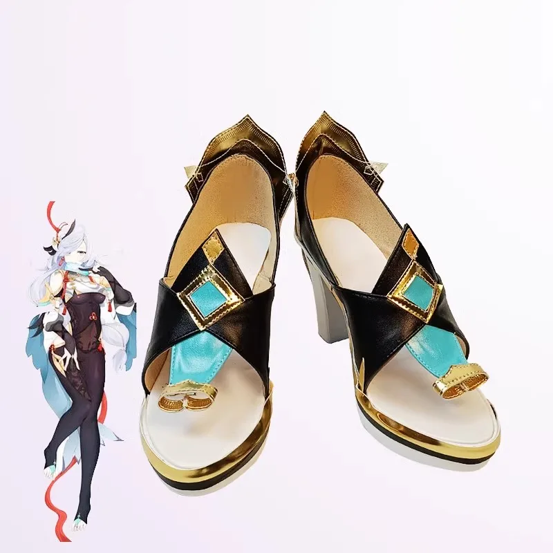 Game Genshin Impact Shenhe Cosplay High Heel Shoes Boots Halloween Cosplay Costume Accessories Shoes ﻿