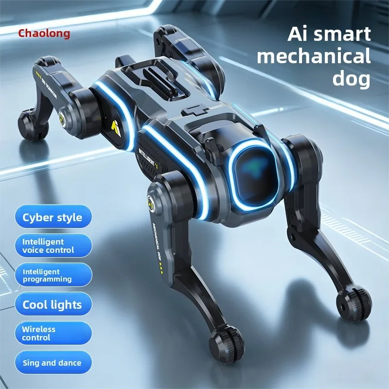 AI Bionic Mechanical Dog Cool Lights Can Sing and Dance Boy Interactive Electric Machine Toy Early Education