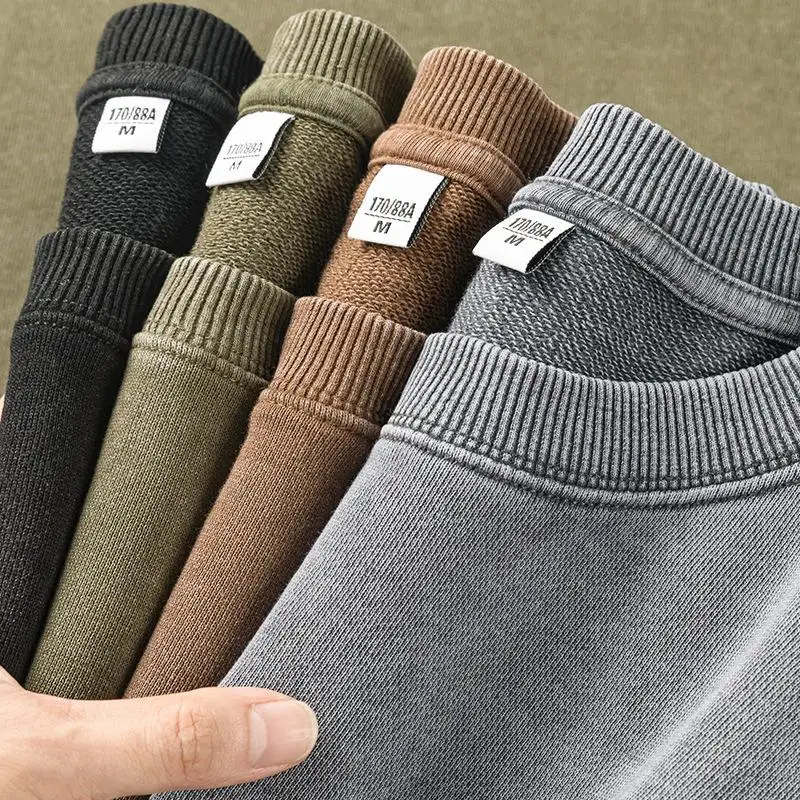 350 г стираная толстовка с круглым