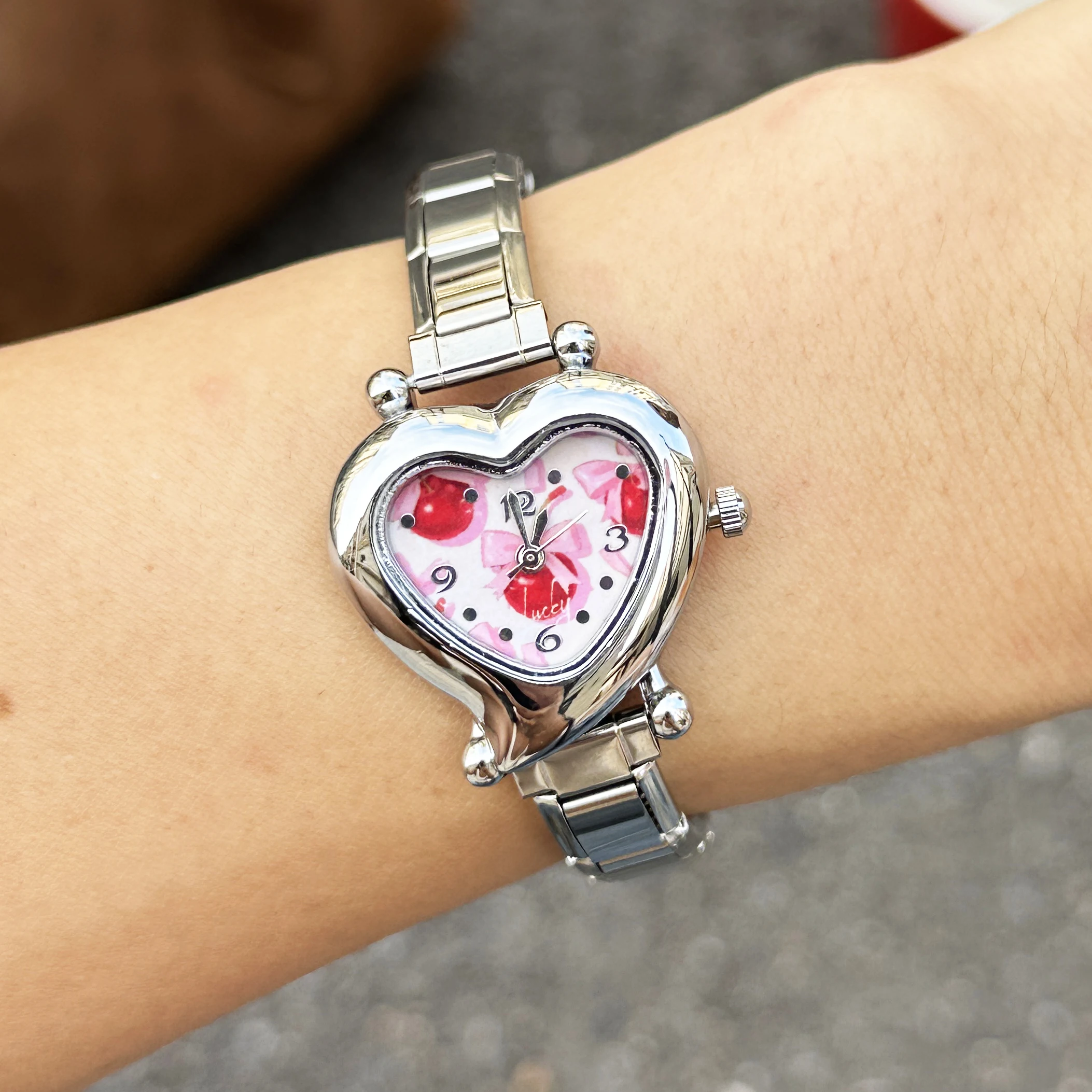 High Quality Stainless Steel Heart Simple Watch 9mm Width Italian Charm Women New Fashion Bracelet Bangle DIY Jewelry Wholesa