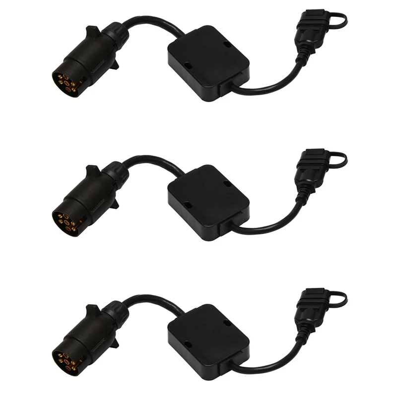 

3X Trailer Connector Light Cable Converter Adapter European 7-Pin To American 4-Pin Way Plug.