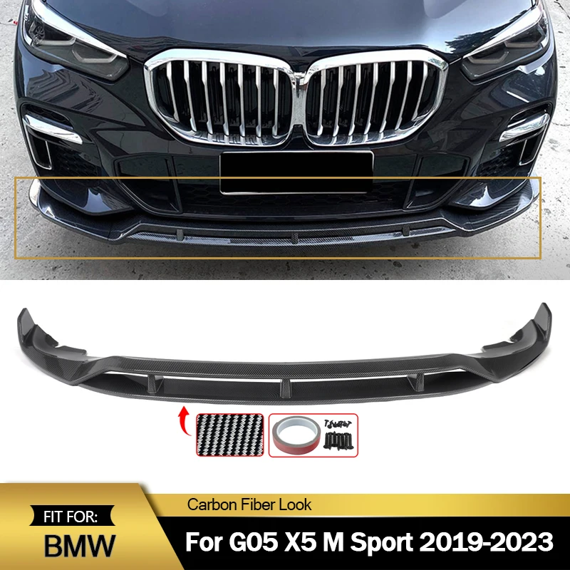 For BMW G05 X5 M Sport 19-2023 Carbon Fiber Style Front Bumper Lip Splitter Kit