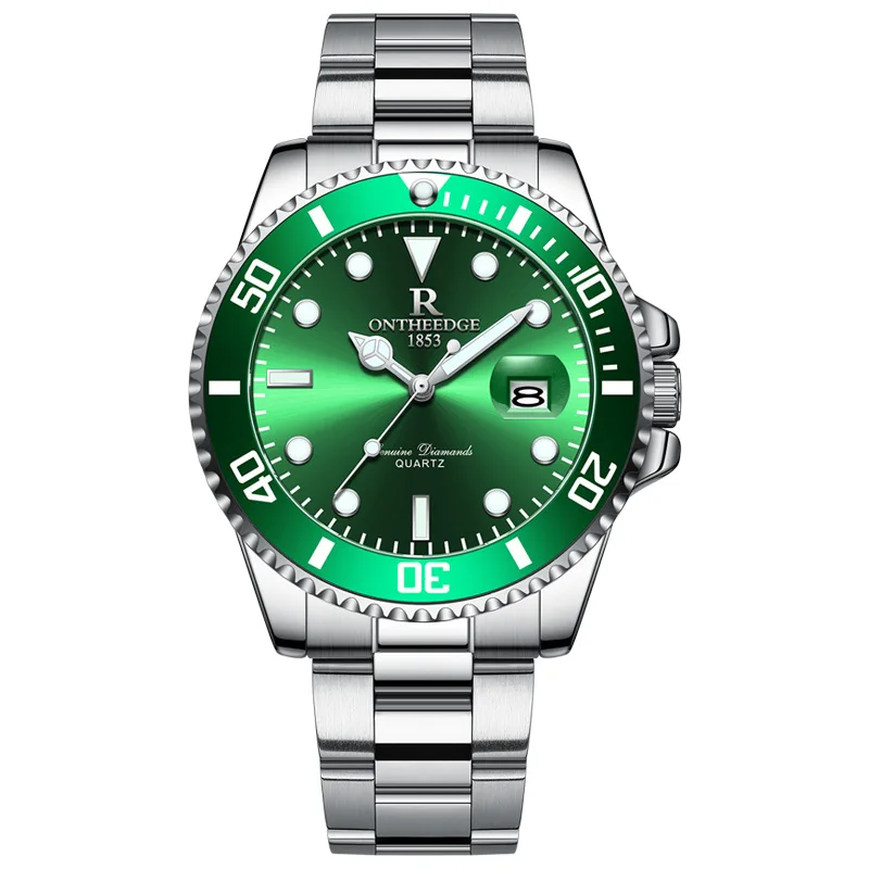 Swiss genuine men's large dial watch green water ghost men's watch quartz watch cross-border quartz watch