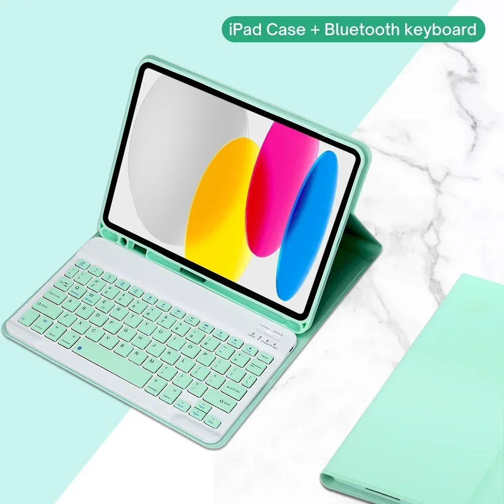 

Case with Keyboard For iPad 10th Generation 2022 10.9 Inch ,Detachable Wireless Bluetooth Keyboard+Cover For iPad 10th Gen