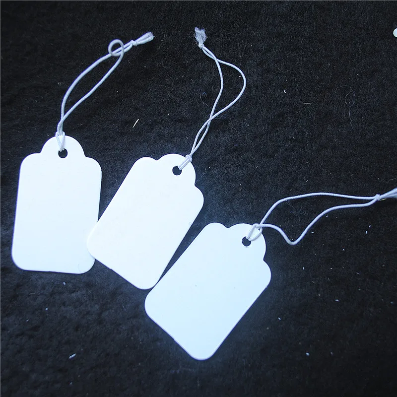 

1000PCS White Paper Tags Jewelry Packing Price Gift For Price Labels Size 40X25MM Garments And Clothing Marks With Elastic Wire