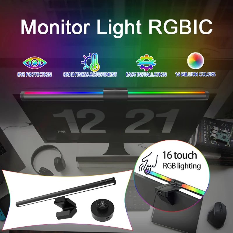 

Световая панель монитора со светодиодной подсветкой RGB, заполняющая световую полоску для экрана компьютера, световая полоса для работы, игровая световая панель, обучение чтению, затемнение настольного светильника