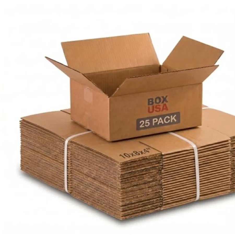 Small Shipping Boxes 10"L x 8"W x 4"H 25-Pack - Small Corrugated Cardboard Packaging Boxes for Shipping, Packing, Moving, and S