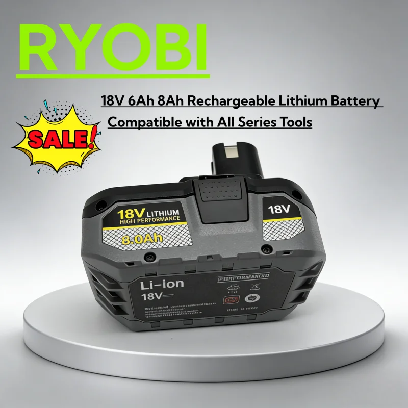 Усовершенствованная литиевая аккумуляторная батарея RYOBI 18В 8Ач 2026 года выпуска – длительный срок службы, высокая емкость, совместима со всеми инструментами серии 18В.