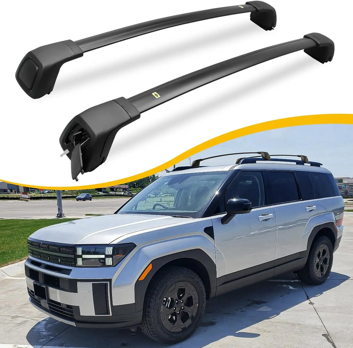 

Lockable Roof Rack Cross Bars for 2024-2026 Hyundai Santa Fe, 165lbs Capacity Cargo Carrier with Side Roof Rails
