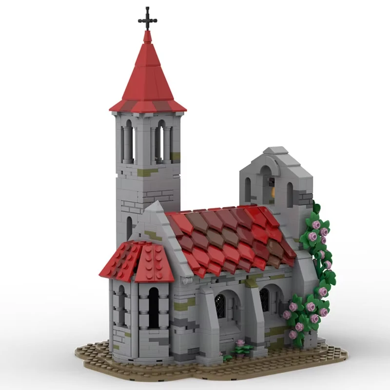 1310-delige MOC Middeleeuws Kasteel Architectuur Landelijke Kerk Model DIY Bouwblok Speelgoed - Kinderverjaardagscadeau - afbeelding 2