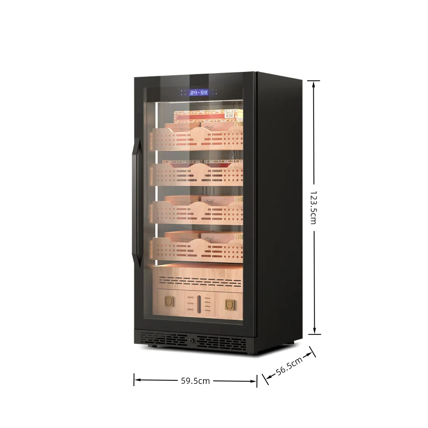 

NE-192 Best Anti-Fog Glass Door 220L Enhances Cigar Aroma Precise Touch Panel Small Cigar Humidor With Cedar Shelves