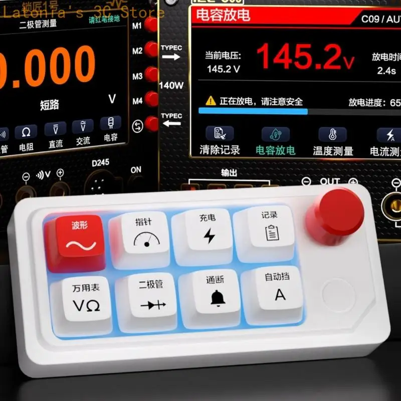 Electronics Repair Input Pad for Multimeter Tasks, Eight-Control Layout, C-Port Cable Connection, and Clear Legends for Daily