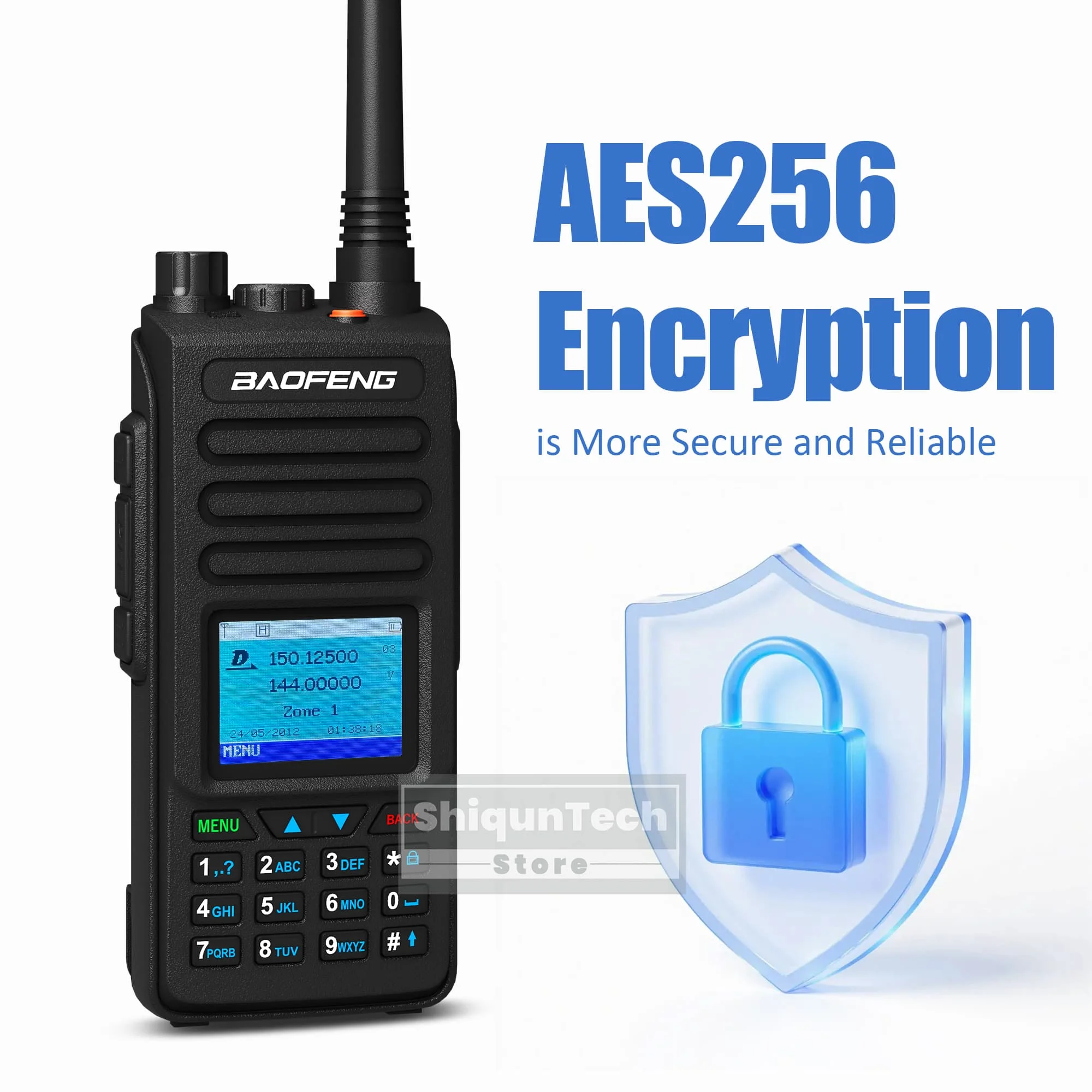 DM-1702 نظام تحديد المواقع اسلكية تخاطب Baofeng DMR راديو GPS AES256 التشفير 5 واط الوضع المزدوج التناظرية ثنائي النطاق SMS نص تدليك إنذار وظيفة