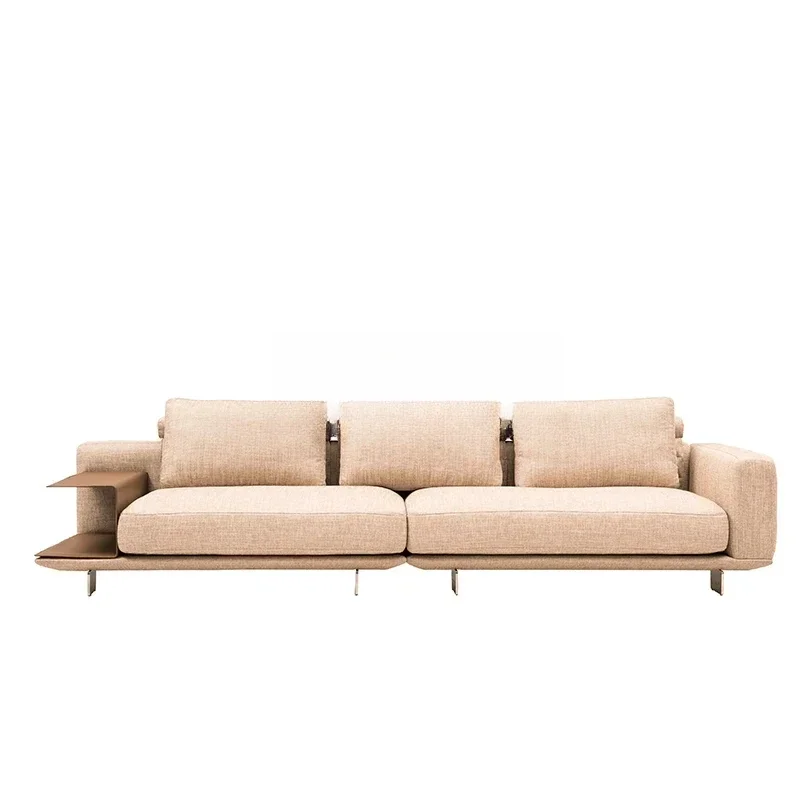 A  minimalist cotton and linen fabric sofa straight row living room high sense light luxury