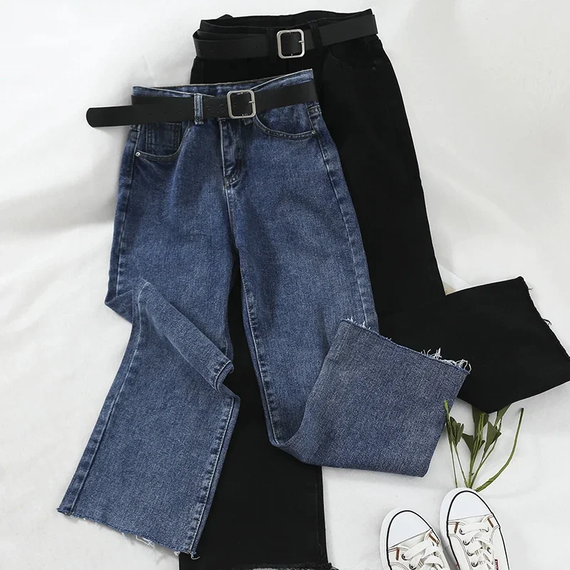 Korean Fashion Versatile Casual Style Versatile High Waist Straight Tube Loose Thin Age Reducing Denim Pants