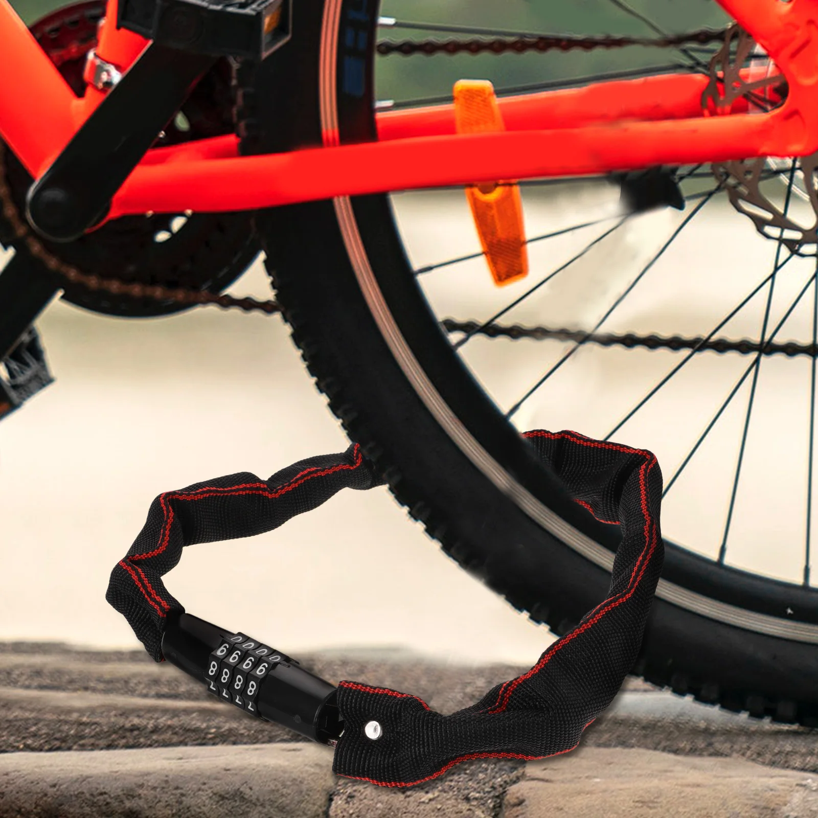 

Aluminum Alloy Password Chain Bike Anti-Theft Cycling Heavy Duty Black Durable Portable Motorbike Lock Waterproof Sturdy Chain
