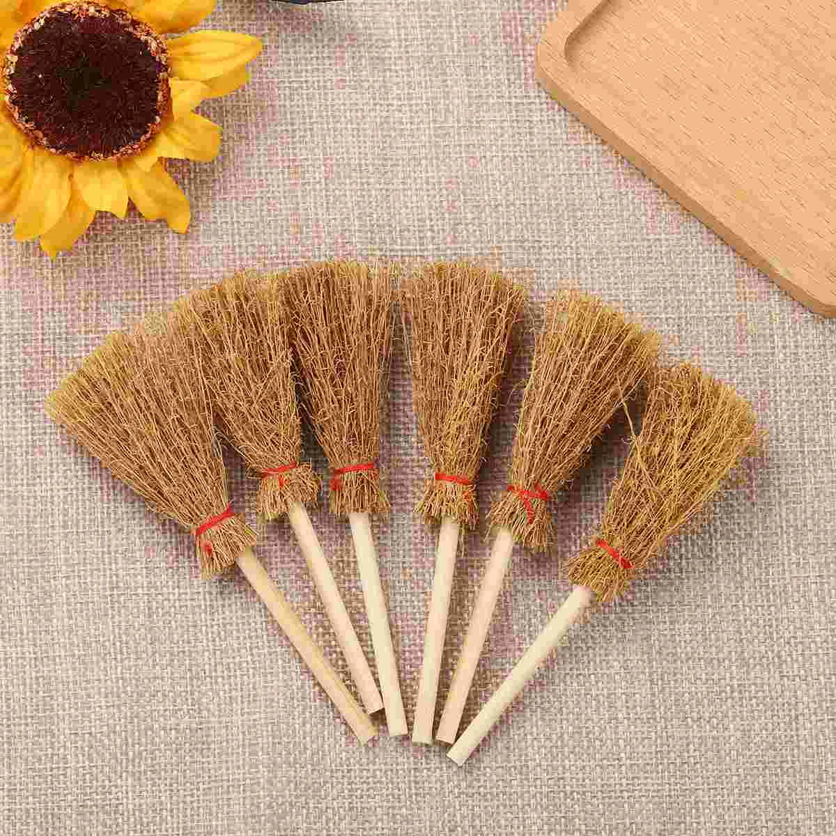 Mini Red Rope Broom 12pcs Kids Toys Halloween Decorations Witches Hanging Prop Pendantdant Straw Child