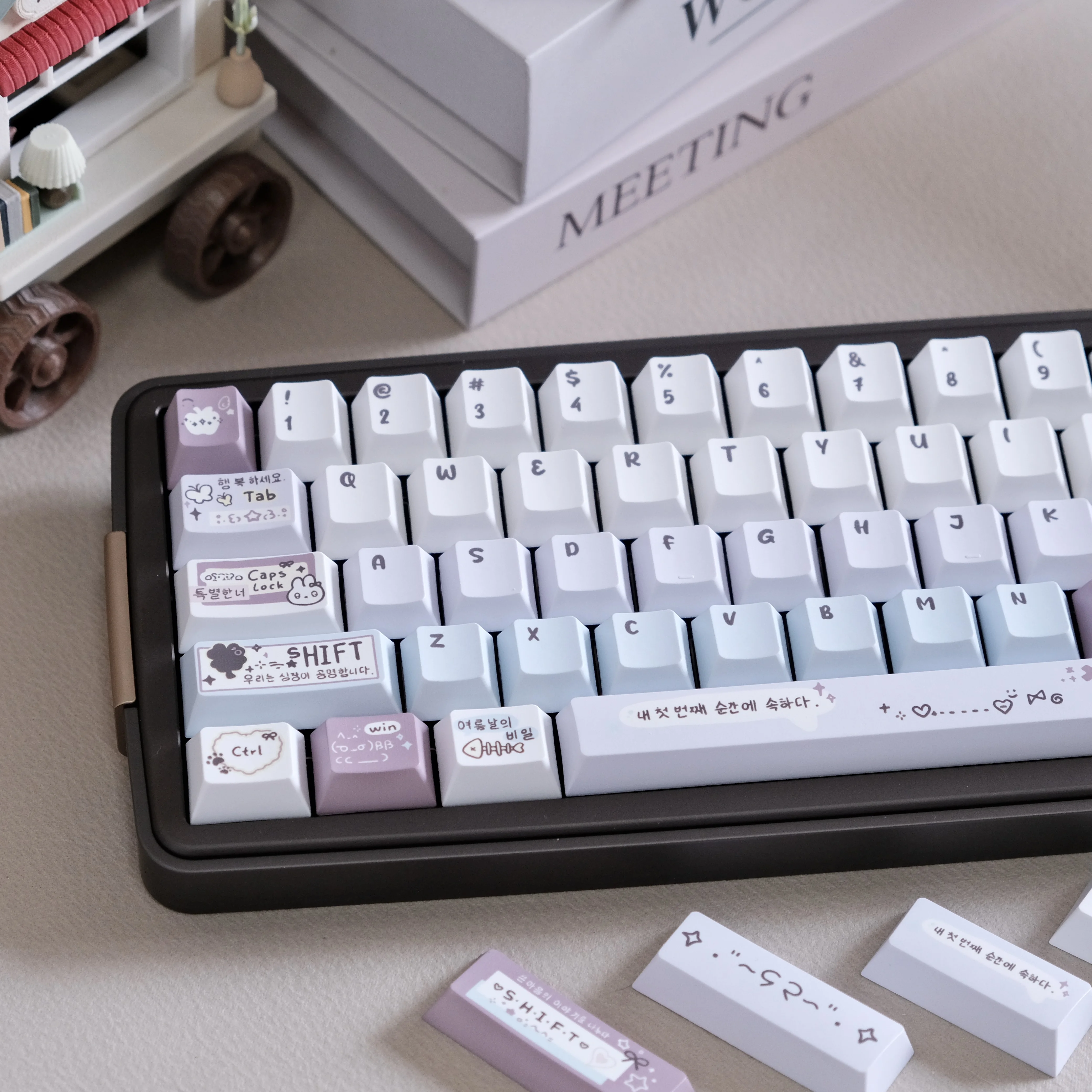 

Колпачок для клавиш Тема коллажа Cherry Pbt Материал Пятисторонняя сублимационная колпачок 132-клавишная клавиатура Aula Keycap