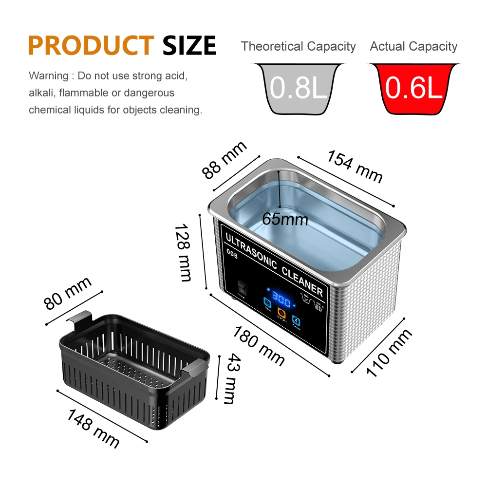 Digital Ultrasonic Cleaner 800ml Ultrasonic Bath Jewelry Glasses Circuit Board 220V Cleaning Machine Ultrasound Jewelry Cleaner