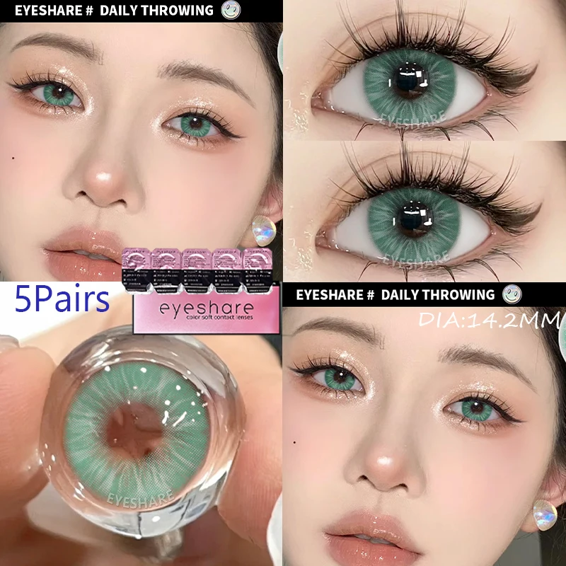 EYESHARE 5Pair Color Contact Lenses for 1 Day Daily Lens Blue Contacts Daily Disposable High Wearing Comfort Brown Lenses 10Pcs