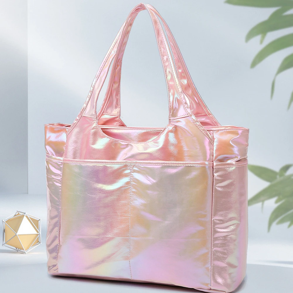 1Pc Nieuwe Mode Pearlescent Nylon Reis Draagtas Met Schoenpositie Sport Fitness Tas Grote Capaciteit Waterdichte Reistas