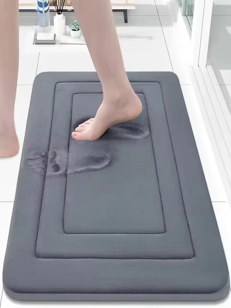 Alfombra de baño mejorada, alfombra de baño antideslizante para ducha, alfombra de espuma viscoelástica, alfombra suave para pies, suelo de piedra, alfombra súper absorbente de secado rápido, 1 ud.