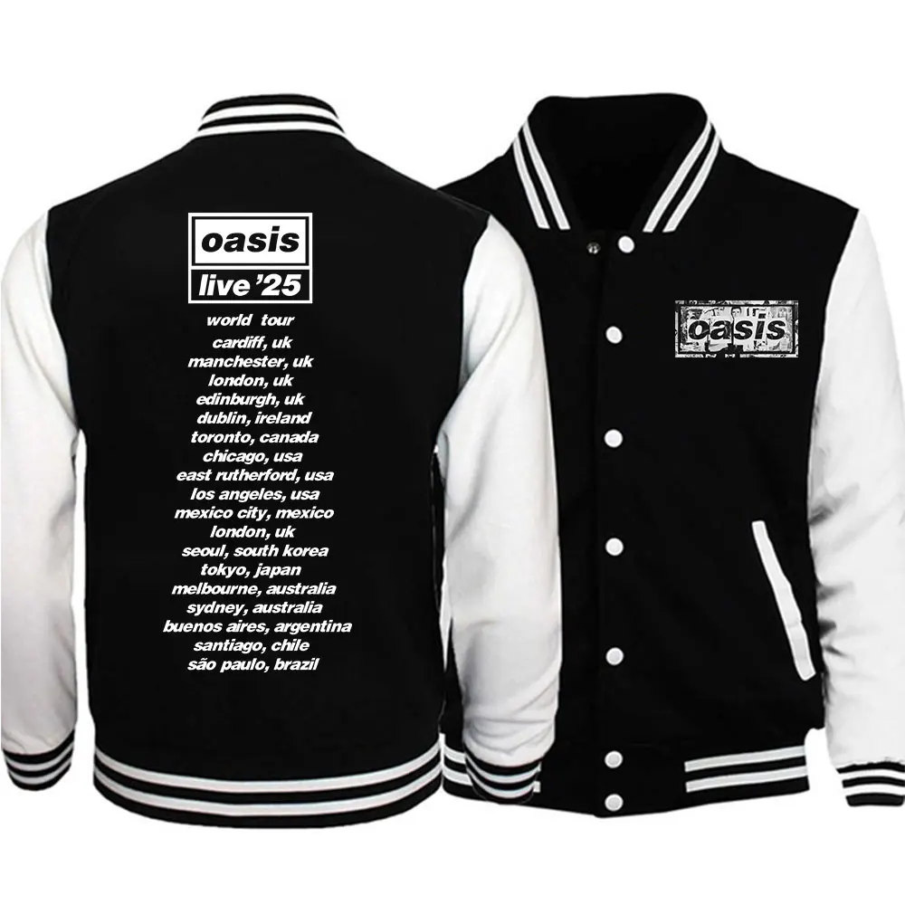 

Oasis Reunion Tour 2025 Бейсбольная форма Куртка Harajuku Oasis Live 25 Tour Merch Бейсбольные куртки для фанатов Подарок