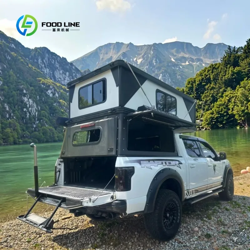 Customized Aluminum Pickup Roof Tent, Foldable High Hard Shell Camper Top for Offroad Pickup Vehicle Outdoor Overland Camping