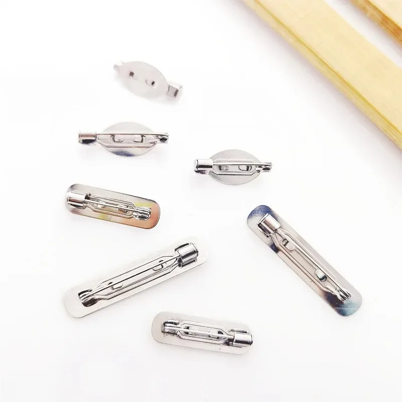 100pcs High Quality 304 Stainless Steel Safety Pin Brooch Base Back Bar Badge Holder Brooch Pins DIY Jewelry Finding