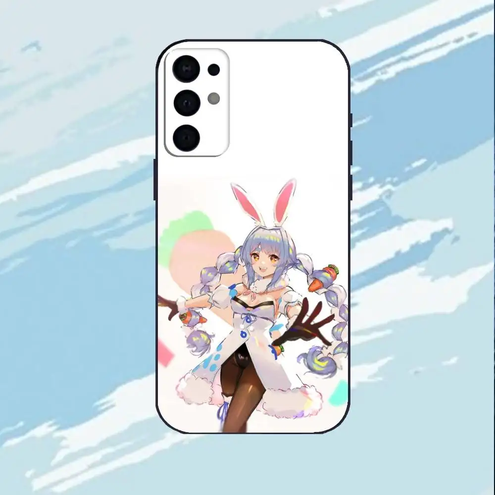 حافظة هاتف U-Usada Pekora لهاتف سامسونج S25، S24، S23، S22، S21، S20، Plus، غلاف أسود ناعم