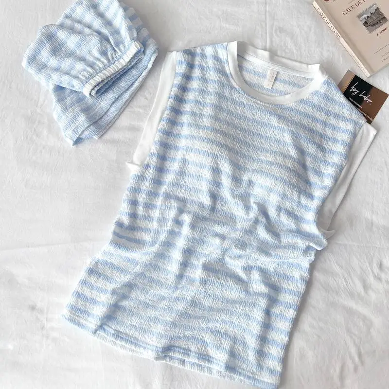 Sweet and Cute Teenage Sleepwear Summer Women's Vest Shorts Home Wear Comfortable Breathable Skin Friendly Set New Style Trend
