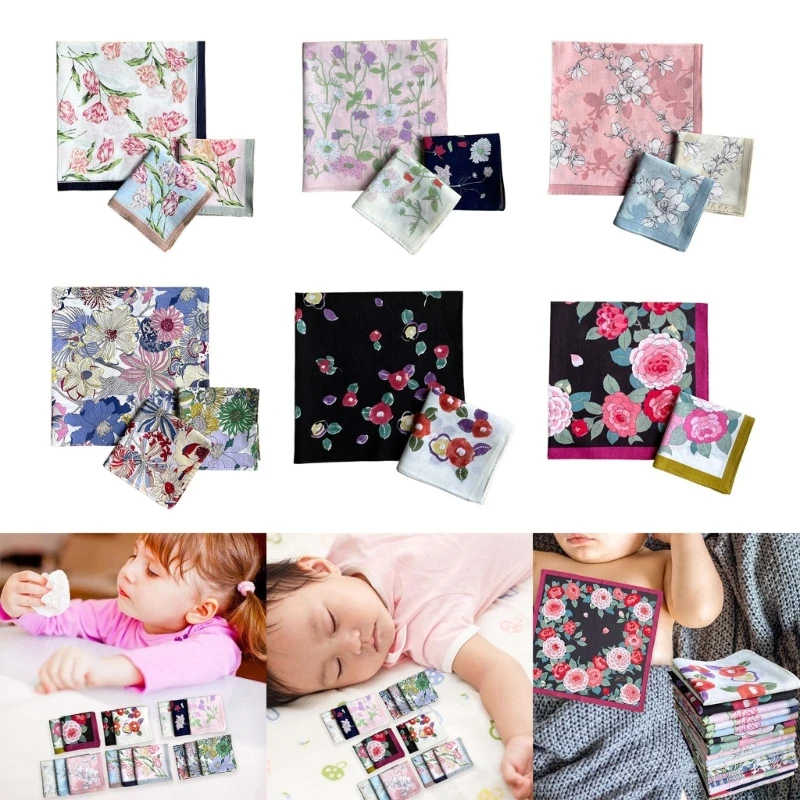 Fiary Floral Pattern Handkerchief Pocket Handkerchief Cotton Hankies 17x17inch Bandana High Absorbency Pocket Towel