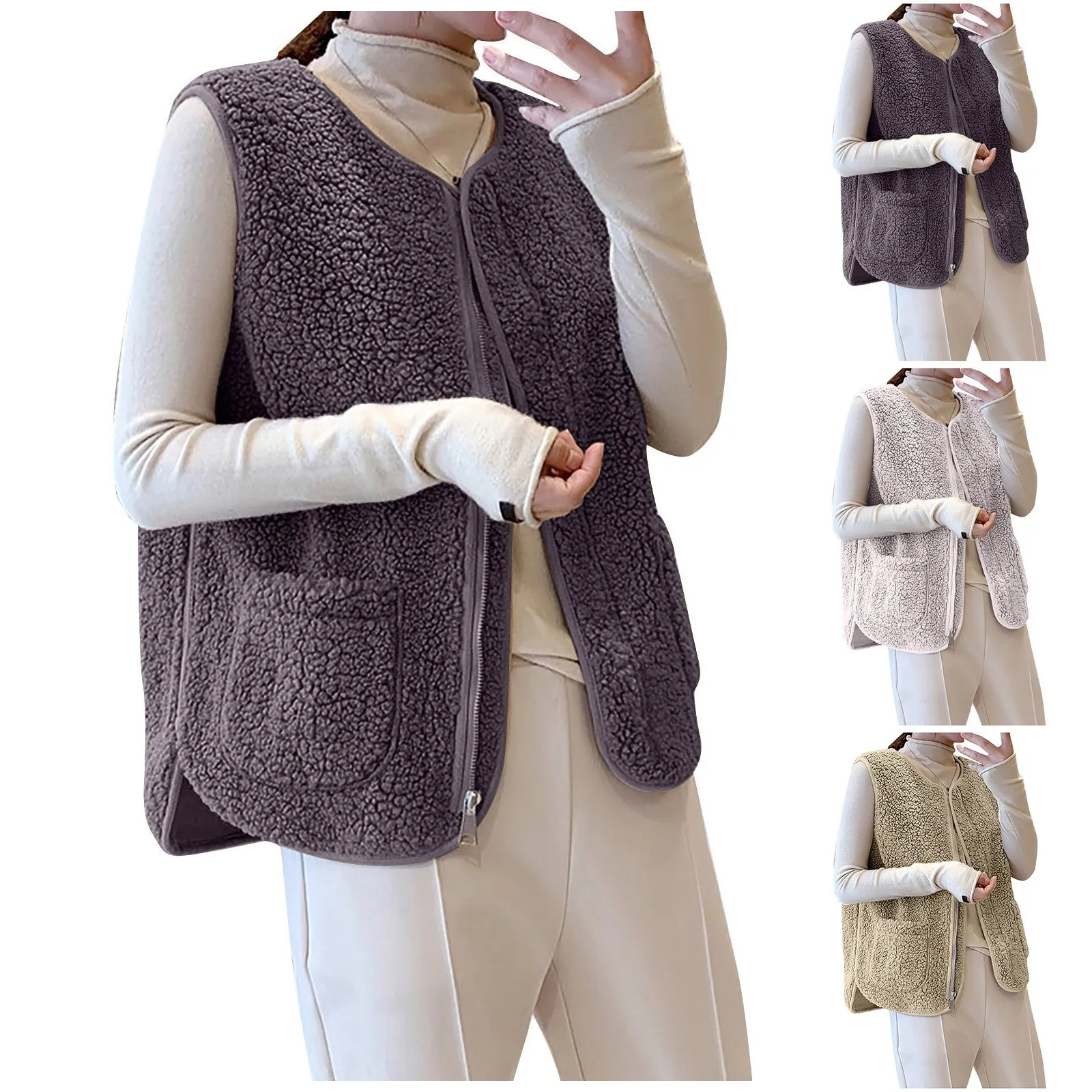 2021 Autunno Inverno Gilet da donna in lana di agnello Versione coreana Versatile gilet in pelliccia imitazione Cappotto Giacca senza maniche casual