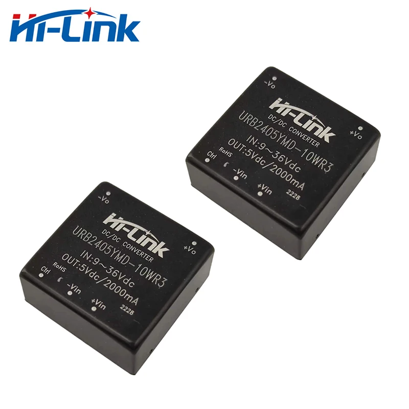 Free shipping 2pcs Hi-Link URB2405YMD-10WR3 24VDC 5V 10W DC DC Replace HLK-10D2405A 4:1 wide voltage input power supply module