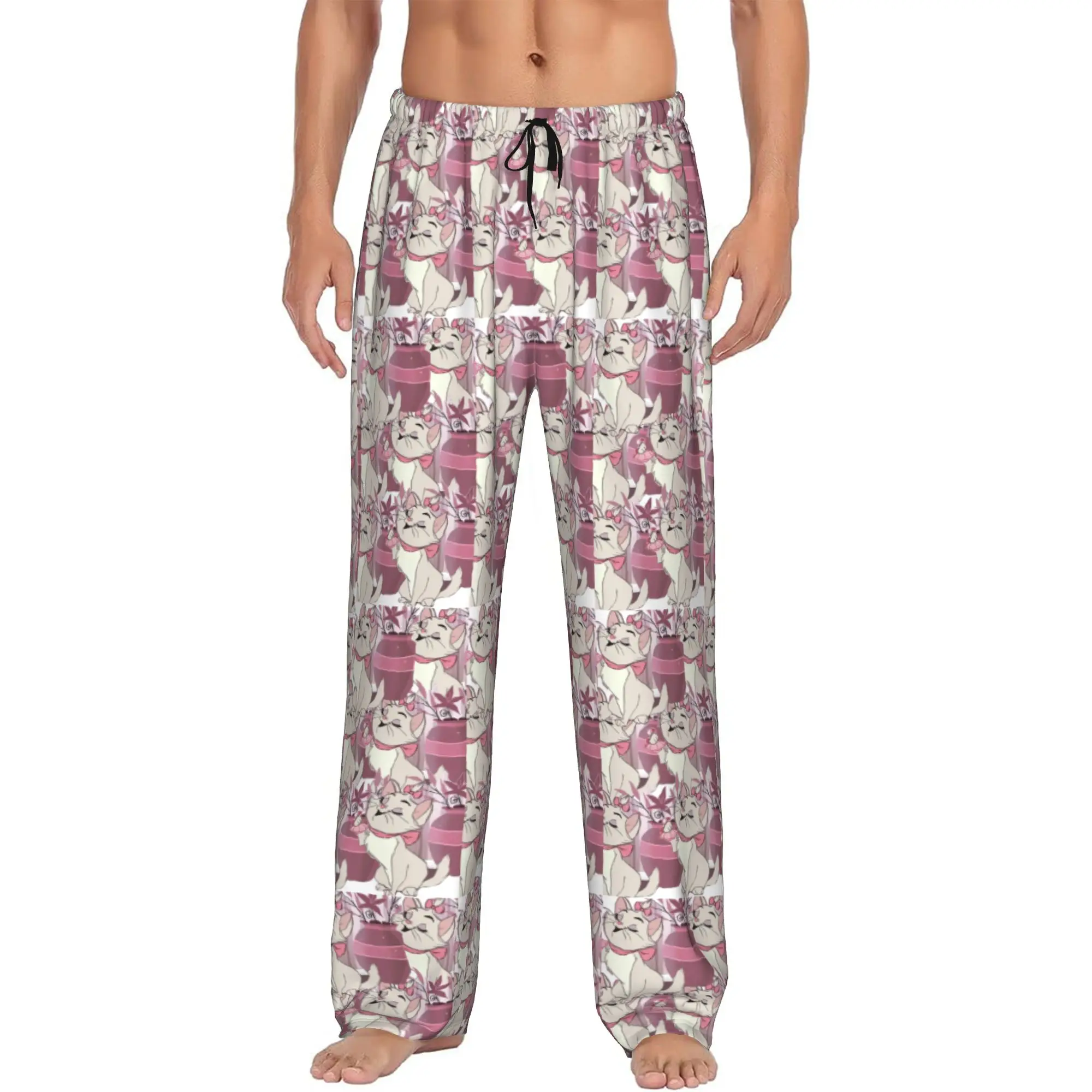 

Custom Print M-Marie Cat Cartoon Pajama Pants for Men Sleep Sleepwear Bottoms with Pockets