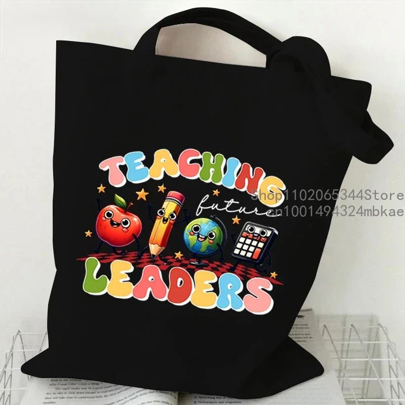 Teach Love Inspire Borse con stampa per donna Libri Apple Matita Grafica Tote Bag Moda Insegnante Regalo Borse a tracolla da spiaggia da viaggio