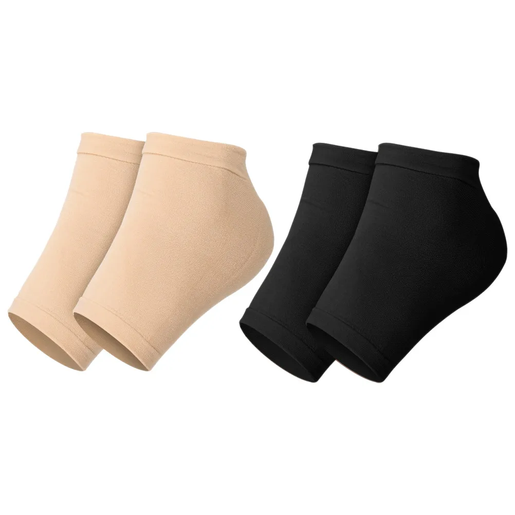 2 Pares de Calcetines Hidratantes para Talones Agrietados, Calcetines de Gel de Silicona, Suaves y Cómodos, Cuidado de los Pies, Color Piel, Negro, Guantes para Pies