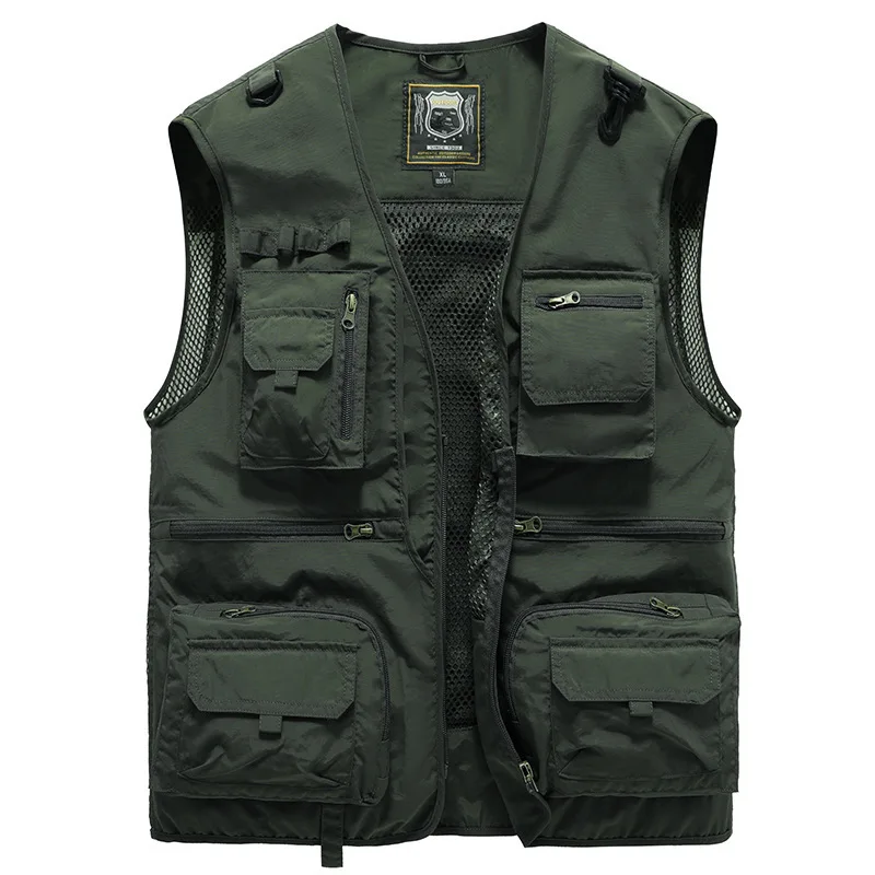 Summer Outdoor Mens Vest Tactical Soft Shell Multi-pocket Hiking Work Photography Golf Vests Man Fishing Cargo Waistcoat