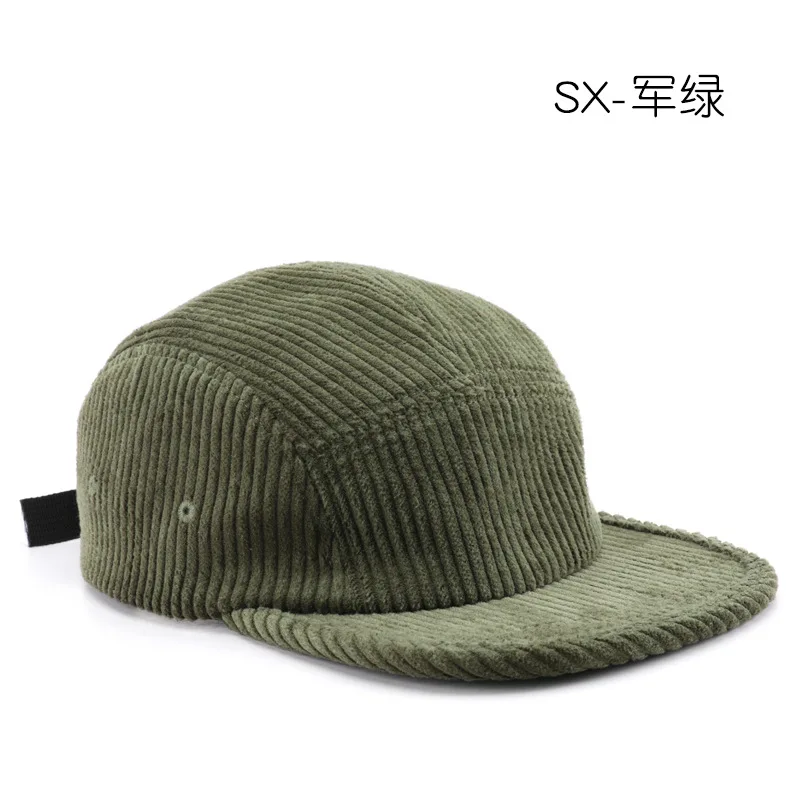 Custom Embroidered Logo Solid Color Corduroy Flat Brim Hip Hop Hat Autumn and Winter Outdoor Warm Baseball Cap for Men and Women