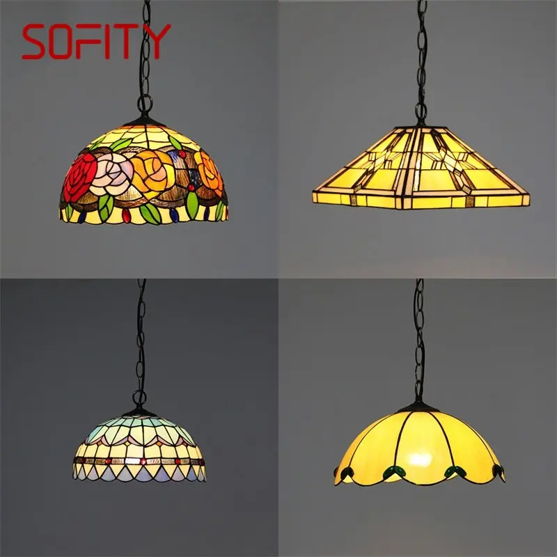 

SOFITY Tiffany Pendant Light Contemporary LED Creative Lamp Fixtures Decorative For Home
