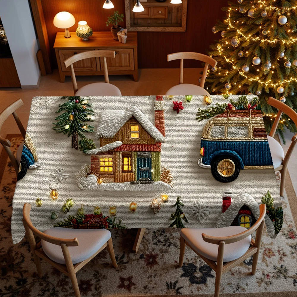 Christmas-themed Digital Print Restaurant Kitchen Tablecloth Living Room Home Decoration Rectangular Party Decoration