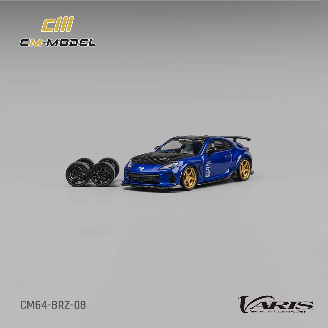 CMModel 1/64 Diecast Subaru BRZ Varis Gray with Blue Carbon Fiber Roof