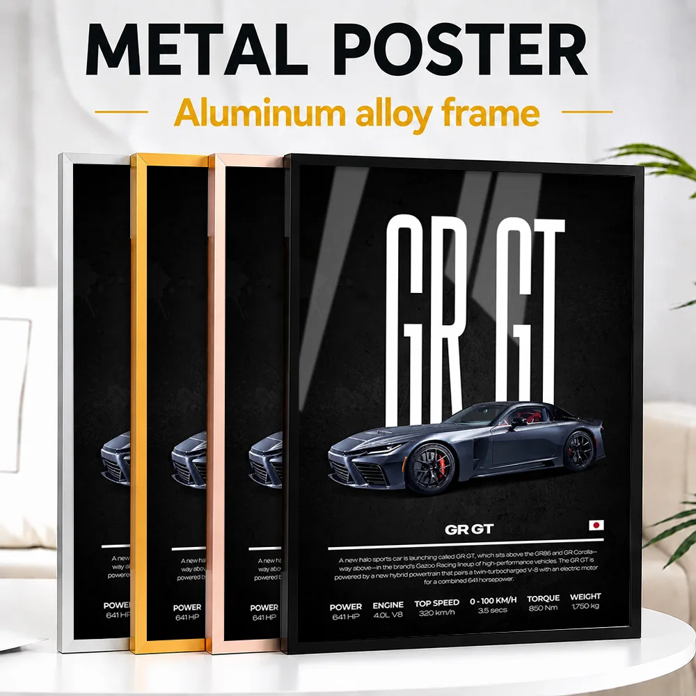 Japan GR GT Sports Car Metal Poster With Aluminum Alloy Frame Personalized Photo Sleek Performance Style Wall Art For Man Cave