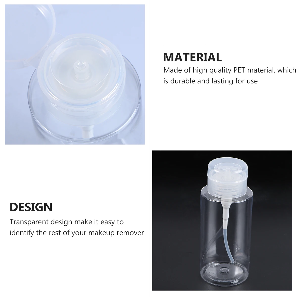 

4pcs Makeup Remover Bottles Press Pump Container Portable Travel Bottle Plastic Cosmetics Bottle 300ml