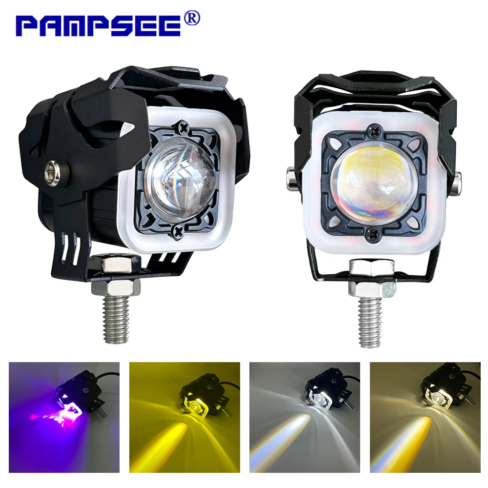 LED Angel Eye Mini Motorcycle Headlight Auxiliar Driving Lamp LED Flashlight Motorbike Front Spotlight ATV Scooter Accessories