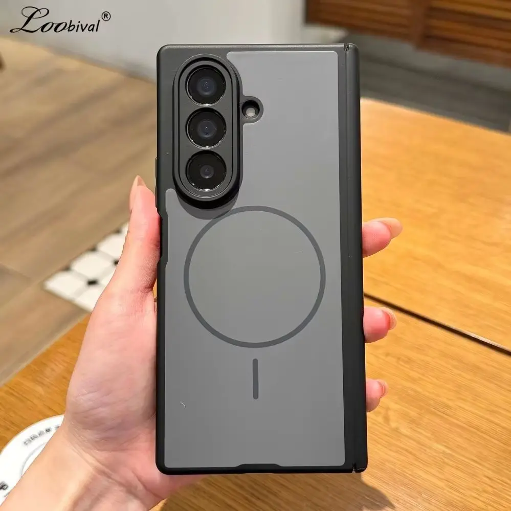 Luxuriöse Matte Schutzhülle für Magsafe für Samsung Galaxy Z Fold 7 6 5 Fold7 ZFold Magnetische Kabellose Ladefunktion Stoßfeste Abdeckung