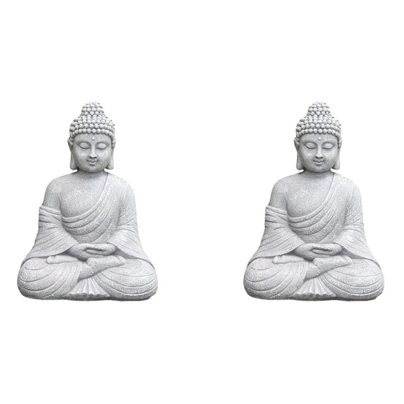 

2X Vintage Garden Buddha Statue Indoor Outdoor Garden Zen Buddhism Figurine Sculpture Home Office Store Decor Ornament