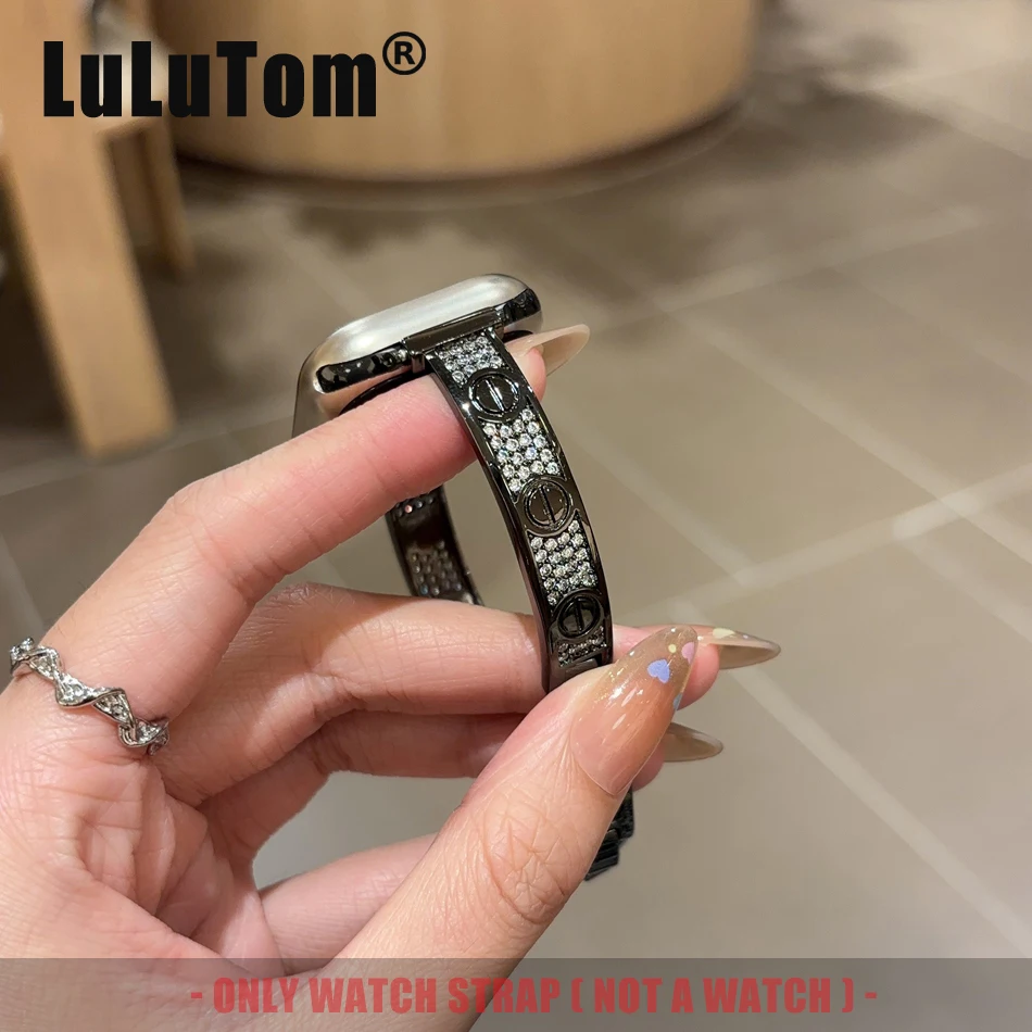 

Тонкий простой однолинейный ремешок для Apple Watch Series 10 9 8 7 6 SE 5 4 Ultra Diamond Strap iwatch 46 42 38 40 41 44 45 49 мм Браслет