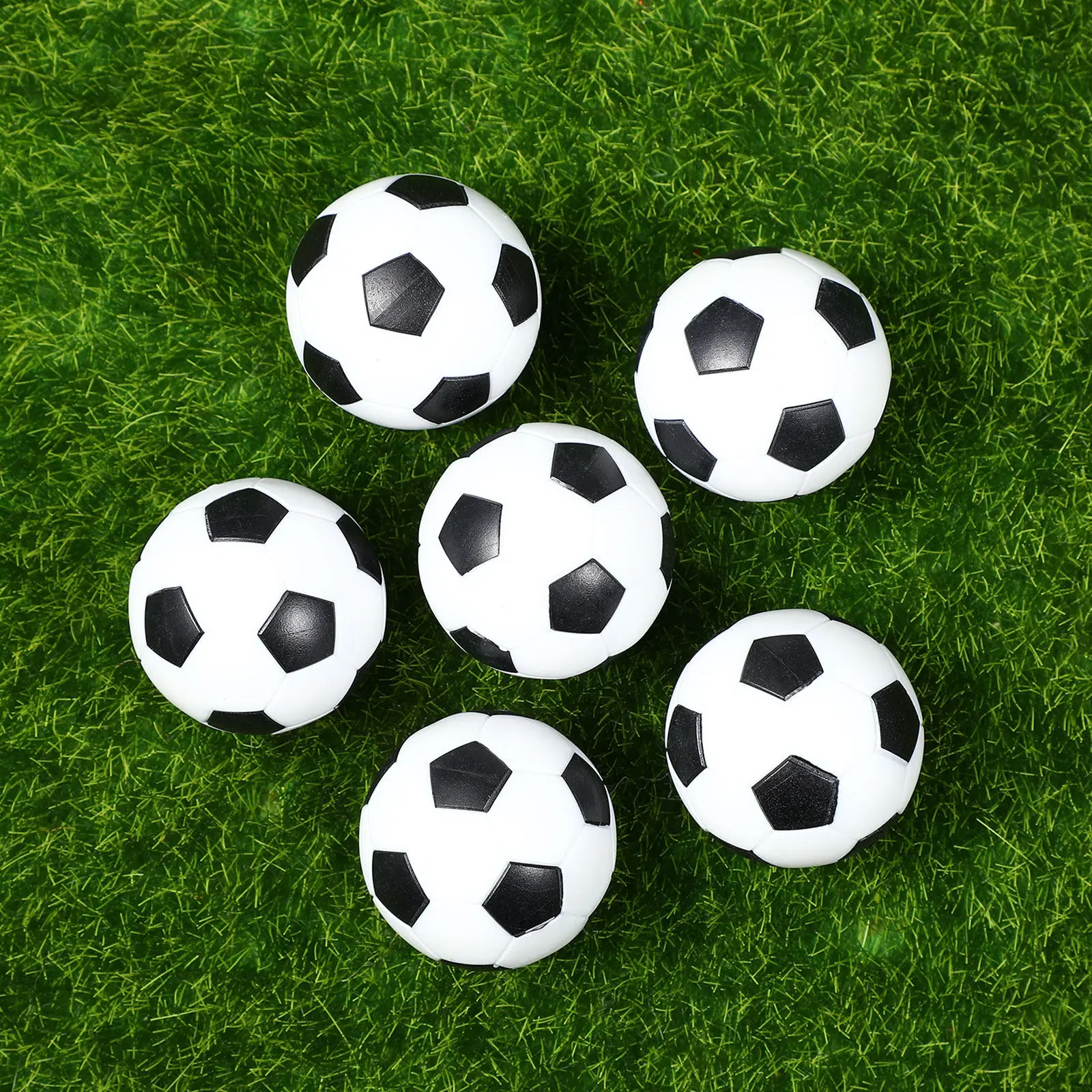 

6Pcs 32Mm Table Soccer Balls Replacement Set Premium ABS Mini Footballs Black White Engraved Pattern for Home School Rainy Day