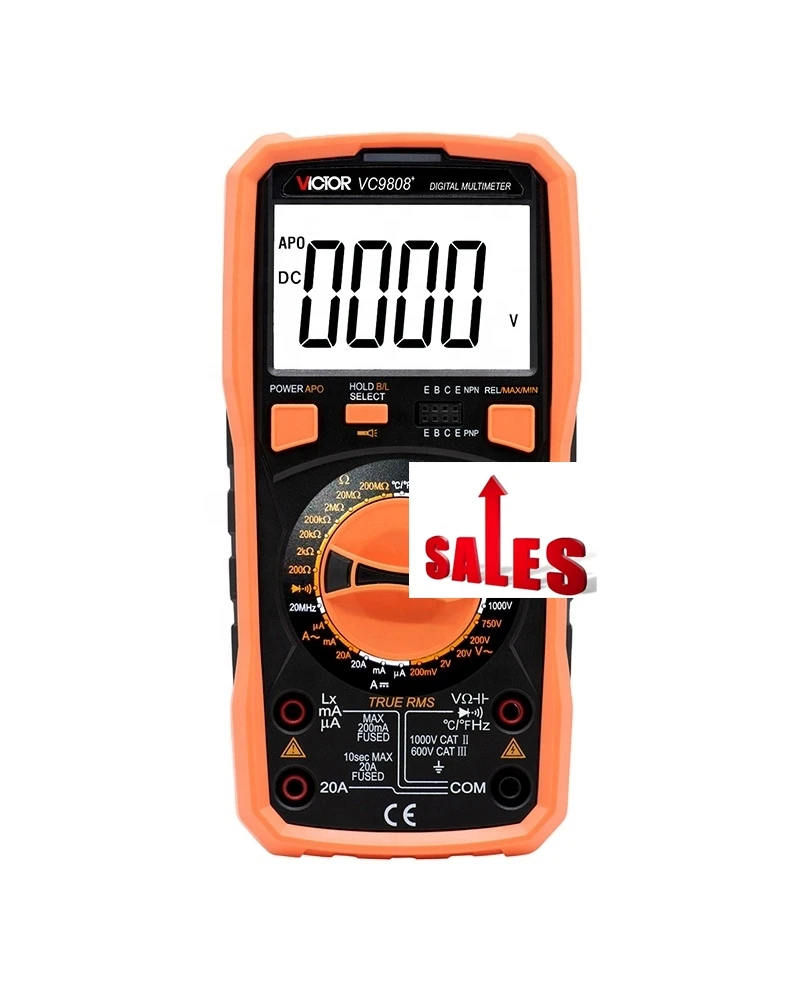 

VICTOR VC9808+ digital Multimeter 2000uF capacimeter 10MHz Frequency temperature and inductance measuring with LCR tester